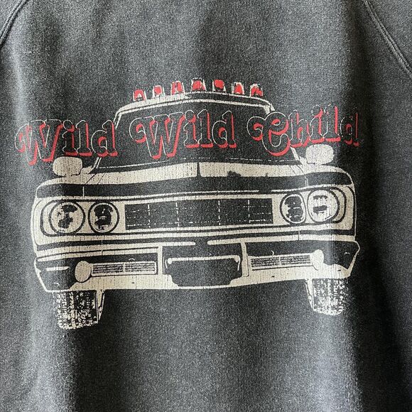 Sezane Sweatshirt Womens Medium Black Wild Wild Child Graphic Crewneck Pullover - Picture 5 of 10